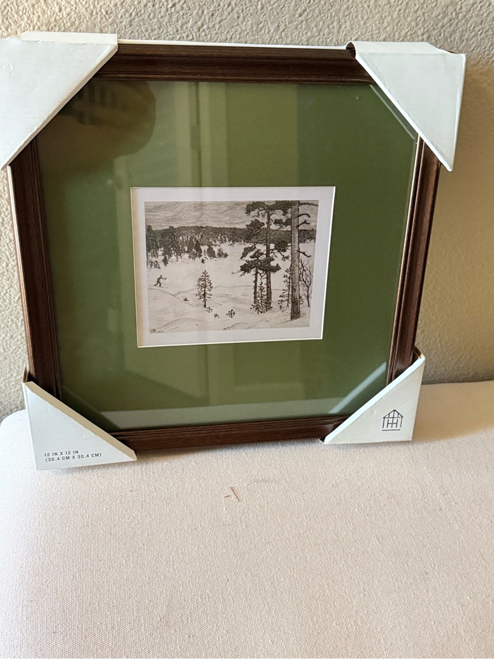 Hearth & Hand Framed Wall Art with Green Mat and Brown Frame